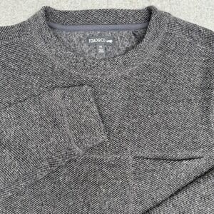 Toad & Co Waffle Knit Sweater Men's Medium Gray Marled Crew Neck Chest Pocket